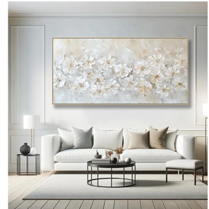 <span class=keywords><strong>Flores</strong></span> de margaritas blancas Textura 3D Lienzo recubierto grueso Pintura <span class=keywords><strong>al</strong></span> óleo pintada a mano - Product Image 1