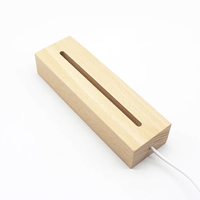 Base de Luz LED Rectangular de Madera con Enchufe USB de 5V, Luz Nocturna LED Blanca Cálida para Acrílico, Cristal y Arte