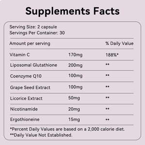 Dismok OEM Premium Whitening Kapseln Hochdosis 500mg Glutathion Glutenfrei Natürlich für Strahlende Haut Antioxidatives Nahrungsergänzungsmittel - Product Image 2
