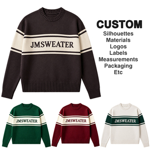 Suéter de Cuello Redondo Personalizado con Logotipo para Hombre, Diseño de Invierno, Tejido <span class=keywords><strong>Jacquard</strong></span> con Letras en Intarsia, Suéter de Cuello Redondo para Otoño - Product Image 1
