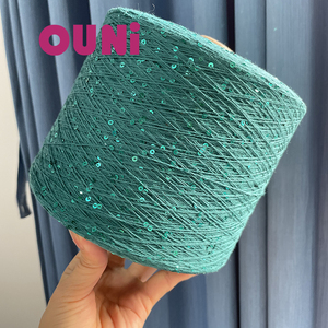 Colores personalizados Vogue <span class=keywords><strong>Fancy</strong></span> <span class=keywords><strong>Spangle</strong></span> hilos para ganchillo algodón real lentejuelas hilo 3Ply Paillette tejer con hilo de lana merino - Product Image 3