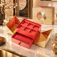 Boîte cadeau rigide de luxe personnalisée à double porte avec tiroir, fermeture magnétique et logo pour cadeaux de soins de la peau, emballage de calendrier de l'avent