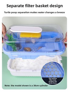 Moderno Acquario Compatto per Allevamento <span class=keywords><strong>Tartarughe</strong></span> con Piattaforma Prendisole, Facile Cambio <span class=keywords><strong>Acqua</strong></span>, Prevenzione Fuga, Separazione Rifiuti - Product Image 2