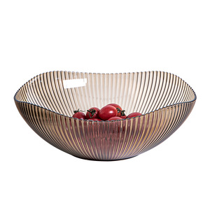 Fruit Platter Round <b>Plastic</b> Vertical Pattern 3 Color Set For Dining Table Modern Style Snack And Fruit <b>Basket</b> - Product Image 4