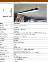 Lampe suspendue linéaire de grande taille 48W pour supermarché, centre commercial, hôtel, bureau, profilé en aluminium LED