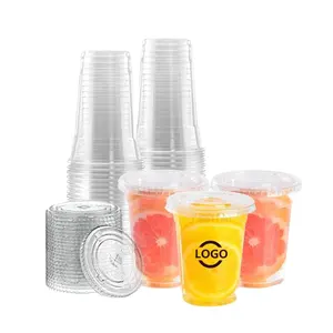 7 8 9 10 12 16 20 oz tazza di plastica usa e getta in pet con coperchio piatto a cupola fornitore produttore personalizzato all'ingrosso