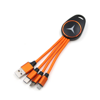 Nouveau Design Personnalisé Câbles de Charge USB 3-en-1 avec Logo LED Lumineux Câbles de Données Chargeur 2.0A USB-C pour Tous les Téléphones Mobiles