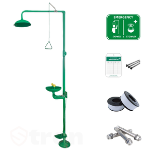 Ducha de Emergencia y <span class=keywords><strong>Lavaojos</strong></span> Combinados de Grado Industrial con Revestimiento Resistente a la Corrosión y Señalización de Seguridad - Product Image 4