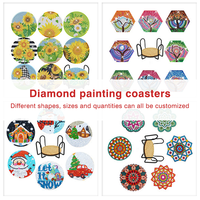 Perlengkapan Coaster Seni Berlian, Coaster Lukisan Berlian 5D, Seni Permata, Kerajinan DIY Titik Berlian untuk Hadiah atau Kehidupan Sehari-hari