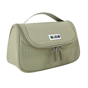 Estuche de Papelería Personalizable con Patrón de Cuadrícula Verde Oliva y Parche de Sonrisa, para Uso Escolar y de Oficina - Product Image 2