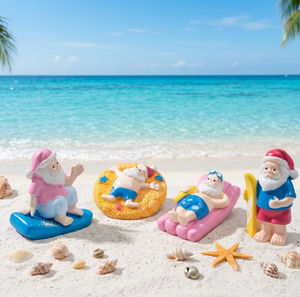 Miniature di Babbo Natale Estivo in Resina, Gnomi Galleggianti, Statuette Natalizie in Miniatura <span class=keywords><strong>per</strong></span> Decorazioni <span class=keywords><strong>Torte</strong></span> di Compleanno, Bomboniere <span class=keywords><strong>per</strong></span> Feste in Spiaggia, Confezione Multipla - Product Image 3