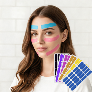 HLK Patchs Anti-rides Pré-découpés Kinesiologiques pour le Visage, Bande de Lifting Instantané pour le Cou, le Visage et les Yeux, pour le Raffermissement de la Peau du Front et des Yeux - Product Image 1