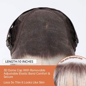 Nouveaux produits Perruques Lace Front HD 13x6 <span class=keywords><strong>Blond</strong></span> Platine Ombré Bob avec Raie Libre, Bonnet en filet respirant et Ligne de Cheveux Naturelle pour Femmes - Product Image 4