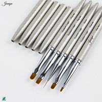 Tendance 2027 : Ensemble de pinceaux à ongles avec manche argenté pailleté, poils en nylon, pour gel UV, manucure professionnelle et design d'ongles.
