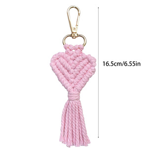 <span class=keywords><strong>Porte</strong></span>-clés en forme de cœur fait main 2026, tissage bohème, <span class=keywords><strong>porte</strong></span>-clés en forme de cœur, pendentif pour sac, <span class=keywords><strong>porte</strong></span>-clés en coton, macramé pour amoureux - Product Image 6