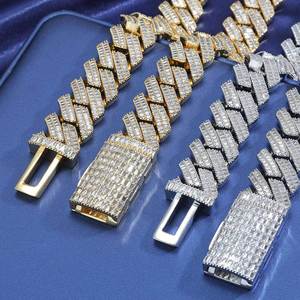Chaîne cubaine à griffes en Moissanite VVS1 avec certificat GRA, en Vermeil Or 18K et Argent 925, Collier Hip Hop Miami lourdement serti, passe le testeur - Product Image 6