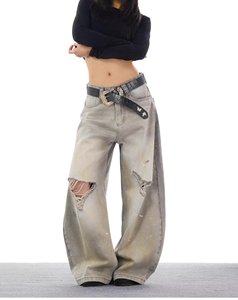 Jeans Americanos Retro con Efecto Salpicado y Teñido, con Agujeros, de Corte Holgado, Lavables, para Fiestas, Diseño Machete, Talla Pequeña, para Hombre y <span class=keywords><strong>Mujer</strong></span>, para Parejas - Product Image 5