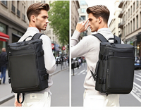 Sac à dos imperméable antivol en PU pour l'école et le travail, grande capacité, sac de voyage portable avec fermeture éclair pour hommes