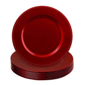 Assiettes de présentation rouges en plastique 13 pouces Assiettes de table rondes en plastique pour mariage de Noël pour événement - Product Image 1