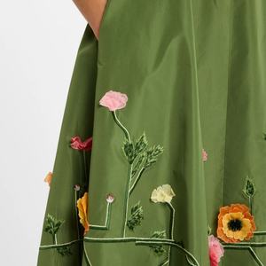 Women's Casual <b>Midi</b> <b>Dress</b> Floral Embroidery Sleeveless <b>with</b> Round Neck & <b>Pockets</b> Sweet Style Natural Waistline Woven Washable - Product Image 5