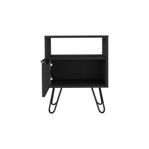 Comodino Skyoner con un cassetto, gambe a forcina, finitura nero wengue - Product Image 5
