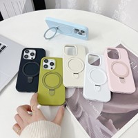 Coque de téléphone portable en silicone liquide pour iPhone 17/16 Pro Max/14 avec support invisible à aspiration magnétique et finition mate