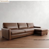 Canapé d'angle moderne en cuir avec chaise longue, canapé en forme de L, structure robuste en bois massif pour salon