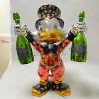 Statue de Canard Scrooge en Chrome en Gros avec Sac d'Argent pour Sculpture Artistique, Deux Bouteilles, Modèle de Canard de Dessin Animé Électroplaqué, Amour