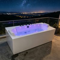 Baignoire Balnéo AFFINARE 1,8 m en Acrylique avec Massage par Jets d'Air, Installation Facile, Design Moderne, 2 Personnes, Intérieur Appartement/Villa