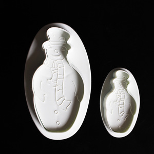 Christmas Snowman Fondant Cake Mold 2-Piece Oval Embossing Tool Baking Decoration Holiday Cake Tools - Product Image 3