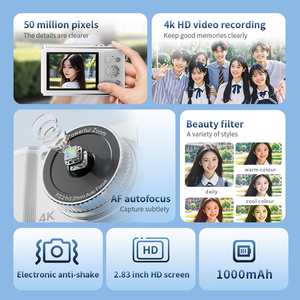 กล้อง Yuniq รุ่นใหม่ 4K 1000mAh กล้องฟิลเตอร์สไตล์เรโทร ขนาดพกพา 2.83 นิ้ว รุ่น X8 สำหรับเด็ก ถ่ายภาพและวิดีโอดิจิทัล - Product Image 5