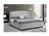 Lit plateforme capitonné en velours style européen, tête de lit haute boutonnée, taille King Size, prix d'usine