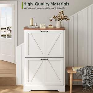 Meuble à chaussures de style européen de haute qualité avec compartiment réglable à rabat blanc pour le salon - Product Image 4