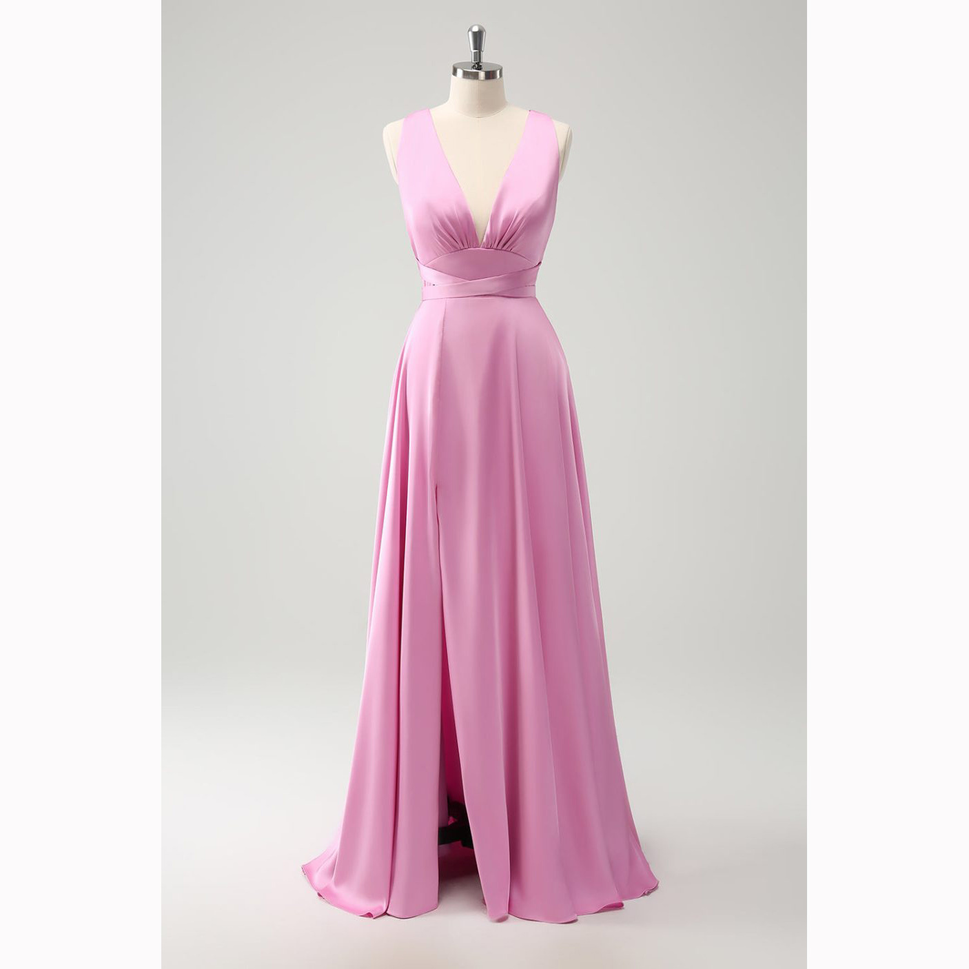 women's sage bridesmaid dresses ZAPAKA Women Green Dress with Slit Halter Satin Sheath Ruched Long Wedding Guest Dress, Blush / US8 Silky 1x Women Dress Color:Royal* size medium Suzanne Betro