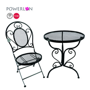 Juego de 2 Muebles de Mesa <span class=keywords><strong>y</strong></span> <span class=keywords><strong>Sillas</strong></span> para Patio, Jardín, Balcón, Terraza, Color Negro - Product Image 2