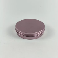 Pots en aluminium vides rose mat, couleur métallique givrée, 100g/ Pots en métal pour poudre cosmétique avec couvercle en bambou