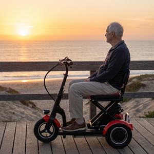 Scooter Eléctrico Ergonómico de 3 Ruedas con Autoequilibrio y Asiento Ancho para Paseos por la Playa al Atardecer - Product Image 4