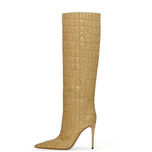 Leopard Prints Women Knee High Boots Thin Heel Animal Shoes Zebra Pattern on Women's Stiletto <b>Long</b> Booties - Product Image 3
