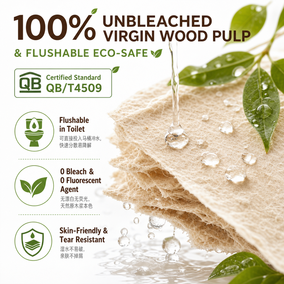 Materails Rag Flushable Biodegradable Wood Pulp Cleaning Cloth 5x7cm Fujian for Men's ...