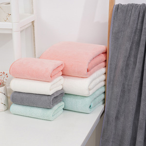 Ensemble de serviettes de bain en polaire corail, couleur unie, rectangulaires, pour usage domestique, absorbantes, sans peluches, inaltérables, avec option logo - Product Image 2