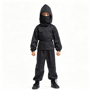 <span class=keywords><strong>Disfraz</strong></span> de Ninja Negro para Niños, Conjunto Completo con Capucha y Máscara Facial para Niños y Niñas, Traje de <span class=keywords><strong>Guerrero</strong></span> Japonés para Halloween - Product Image 1