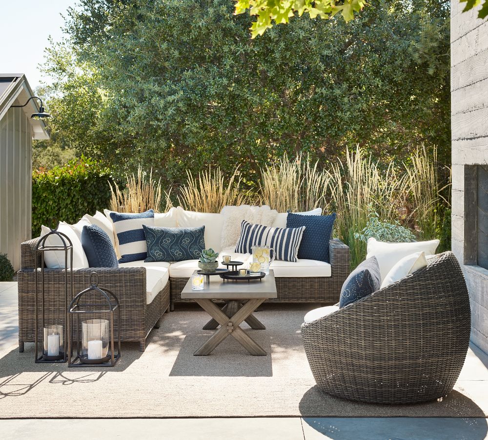 L shape outdoor wicker furniture modern outdoor furniture  rattan sofa set garden sofa