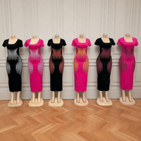 Vente en gros Robe d'été décontractée à manches courtes et à taille haute en queue de poisson avec impression pour femmes