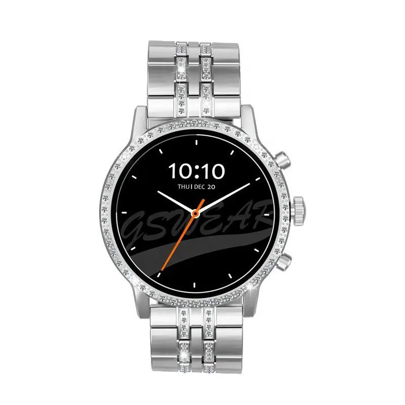 JS16 jam tangan pintar dewi wanita modis, jam tangan pintar 1.52 "putaran Dial NFC pembayaran tali baja tahan karat pengisi daya nirkabel 128MB
