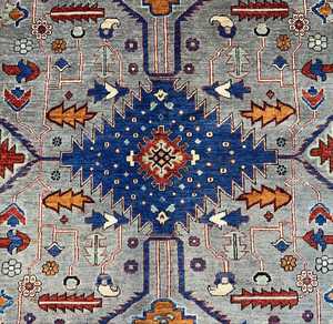 Tapis Oushak Turc Bleu Moderne Fait à la Main Laine Organique Taille Personnalisée (8'0 \ "x 9'9 \"). Résumé pour l'exercice Pique-nique Salon - Product Image 2