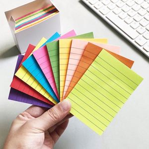 10pcs Multicolor Lined Sticky Notes Boxed Set Self-Adhesive <b>Memo</b> <b>Pad</b> Office Study Stationery Taking Notes Setting - Product Image 1