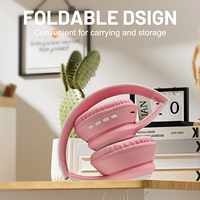 Headphone Stereo Bass Nirkabel Bluetooth AKZ-08 TF BT On-ear & Over-ear Desain Kucing Lucu Kreatif Lipat Gaming TWS