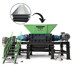 Broyeur de métaux automatique à double arbre robuste avec engrenage et moteur pour le broyage des déchets métalliques - Product Image 1