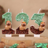 Bougie d'anniversaire numérique en cire de paraffine faite à la main, motif Capybara de dessin animé, pour décoration de gâteau, fête, anniversaire, premier anniversaire, chiffres 0-9, pour l'international