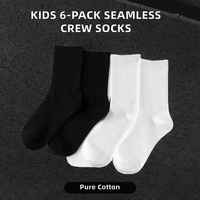 Enfants Casual Crew Chaussettes Seamless Toe Athletic 6-pack 100% Coton Tissé Technics Logo Personnalisable sur le Corps de la Manchette pour la Saison d'Automne